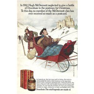 Drambuie Scottish Liquor Malt Whiskey Christmas Tradition AD 1980s Vintage Print